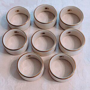 VTG Set of 7 Lenox SPECIAL Napkin Rings Cream Gold Trim Bone China USA MINT